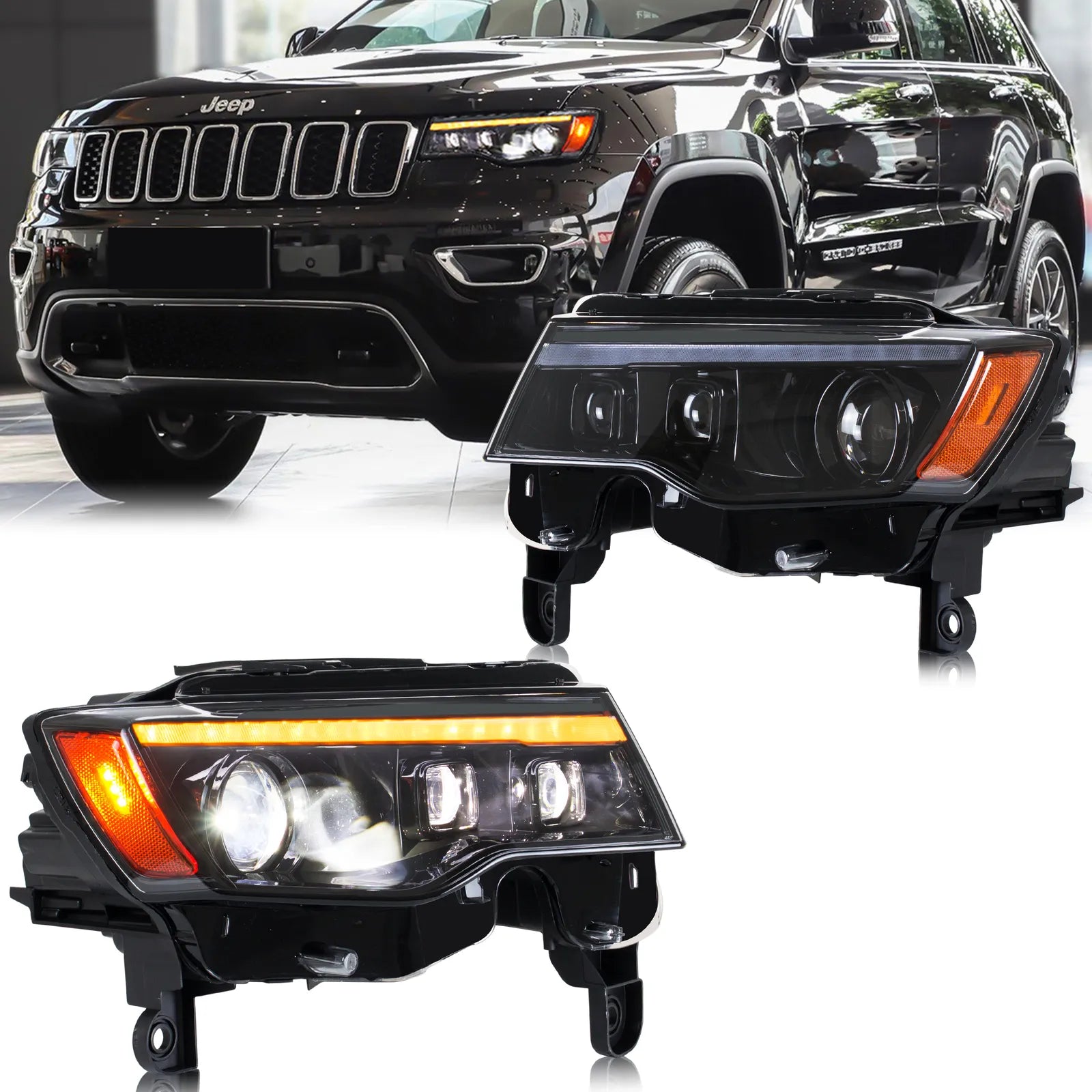 inginuity time LED Blackout Headlights for Jeep Grand Cherokee WK2
