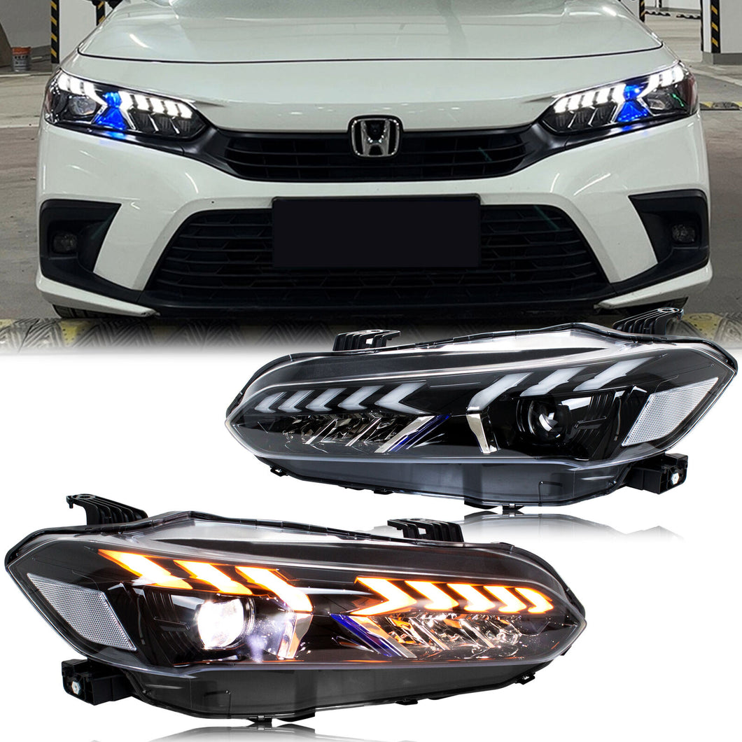 inginuity time LED Headlights for Honda Civic 11th Gen 2022 2023 2024 Start-up Animation Sequential Signal Front Lamps Assembly