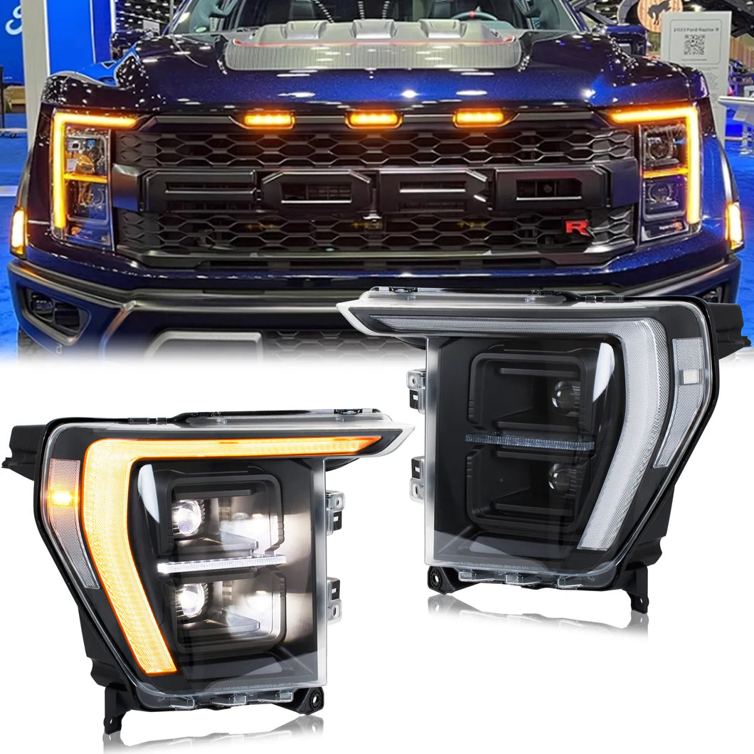 inginuity time Full LED Headlights for Ford F-150 F150 14th Gen P702 2021 2022 2023 500A 501A to 502A Start-up Animation Sequential Signal Front Lamps Assembly
