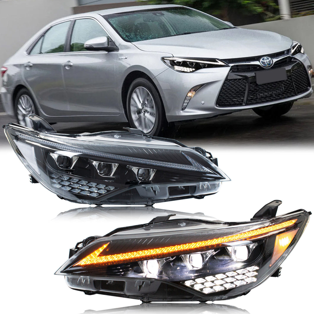 inginuity time LED Lexus Triple Beams Headlights for Toyota Camry 2015 2016 2017 Start-up Animation Sequential Indicator Front Lamps Assembly