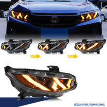 Load image into Gallery viewer, inginuity time LED Lamborghini Headlights for Honda Civic 10th gen 2016-2021 FK8 Sedan Hatchback Coupe Type-R Si Start-up Animation Sequential Turn Signal Front Lamps Assembly