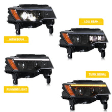 Load image into Gallery viewer, inginuity time LED Blackout Headlights for Jeep Grand Cherokee WK2 4th Gen 2014-2021 Start-up Animation Sequential Signal Front Lamps Assembly