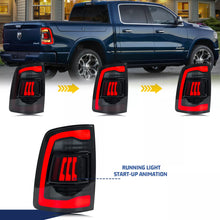Load image into Gallery viewer, inginuity time LED Black Tail Lights for Dodge Ram 1500 2500 3500 2009-2018 2019-2023 Classic Start-up Animation Rear Lamps Assembly