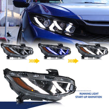 Load image into Gallery viewer, inginuity time LED Lamborghini Headlights for Honda Civic 10th gen 2016-2021 FK8 Sedan Hatchback Coupe Type-R Si Start-up Animation Sequential Turn Signal Front Lamps Assembly