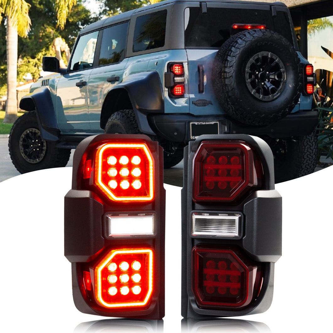 inginuity time LED Raptor Tail Lights for Ford Bronco 2021 2022 2023 2024 OEM+ Sequential Start-up Animation Rear Lamps