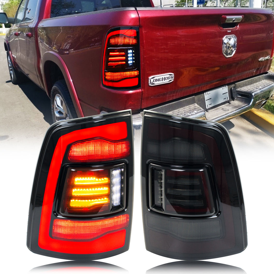 inginuity time LED Tail Lights for Dodge Ram 4th Gen 2009-2018 1500/2500/3500 Sequential Amber Turn Signal Start-up Animation Rear Lamps