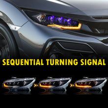 Load image into Gallery viewer, inginuity time LED 4 Projectors Headlights for 2016-2021 Honda Civic 10TH Gen Sedan Coupe Hatchback Type R Start Up Animation Sequential Turn Signal Accessary