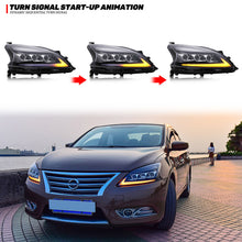 Load image into Gallery viewer, inginuity time LED Triple Beam Headlights for 2012-2015 Nissan Sentra Start up Animation Sequential Indicator Front Lamps Assembly