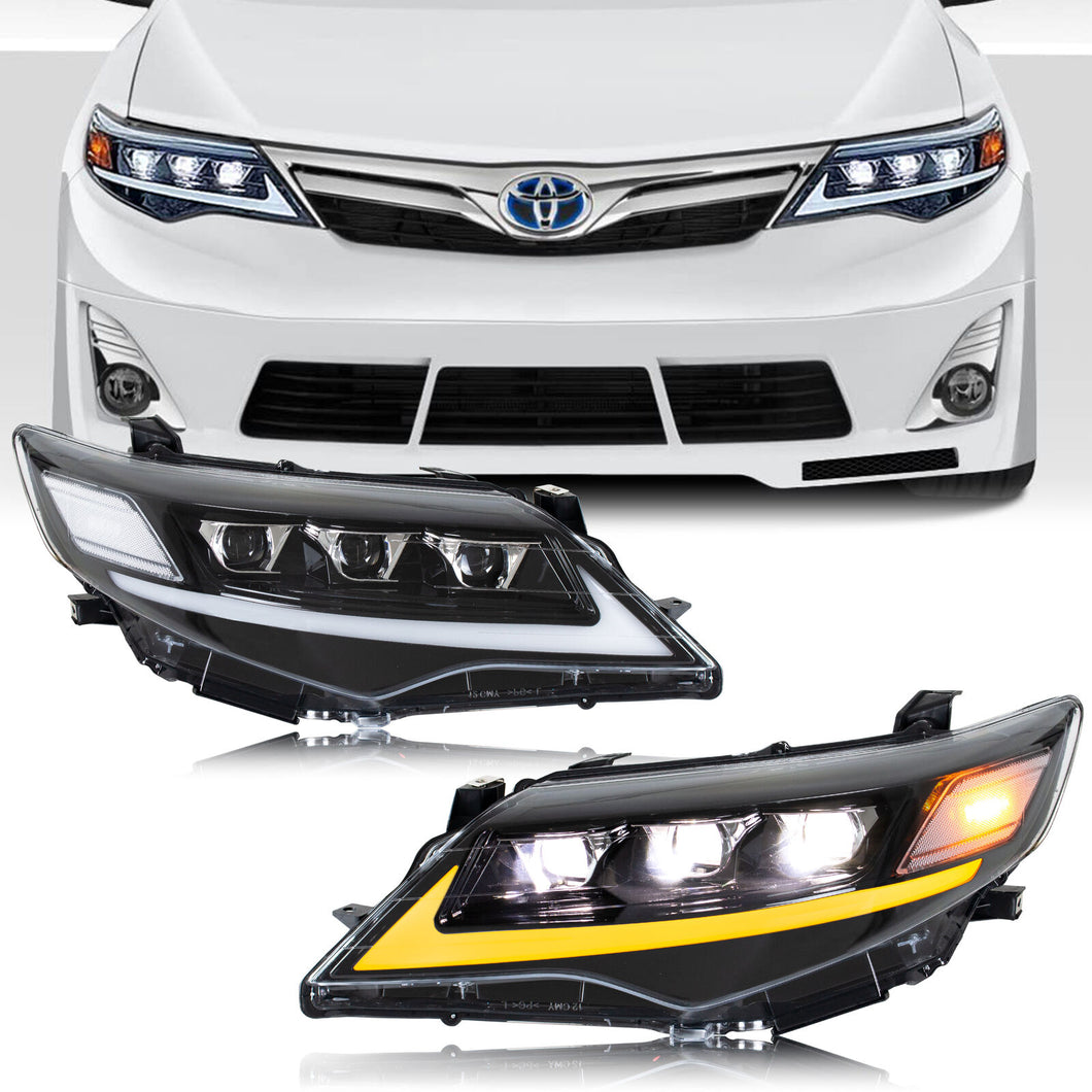 inginuity time LED Lexus Triple Beams Headlights for Toyota Camry 2012 2013 2014 Start-up Animation Sequential Indicator Front Lamps Assembly