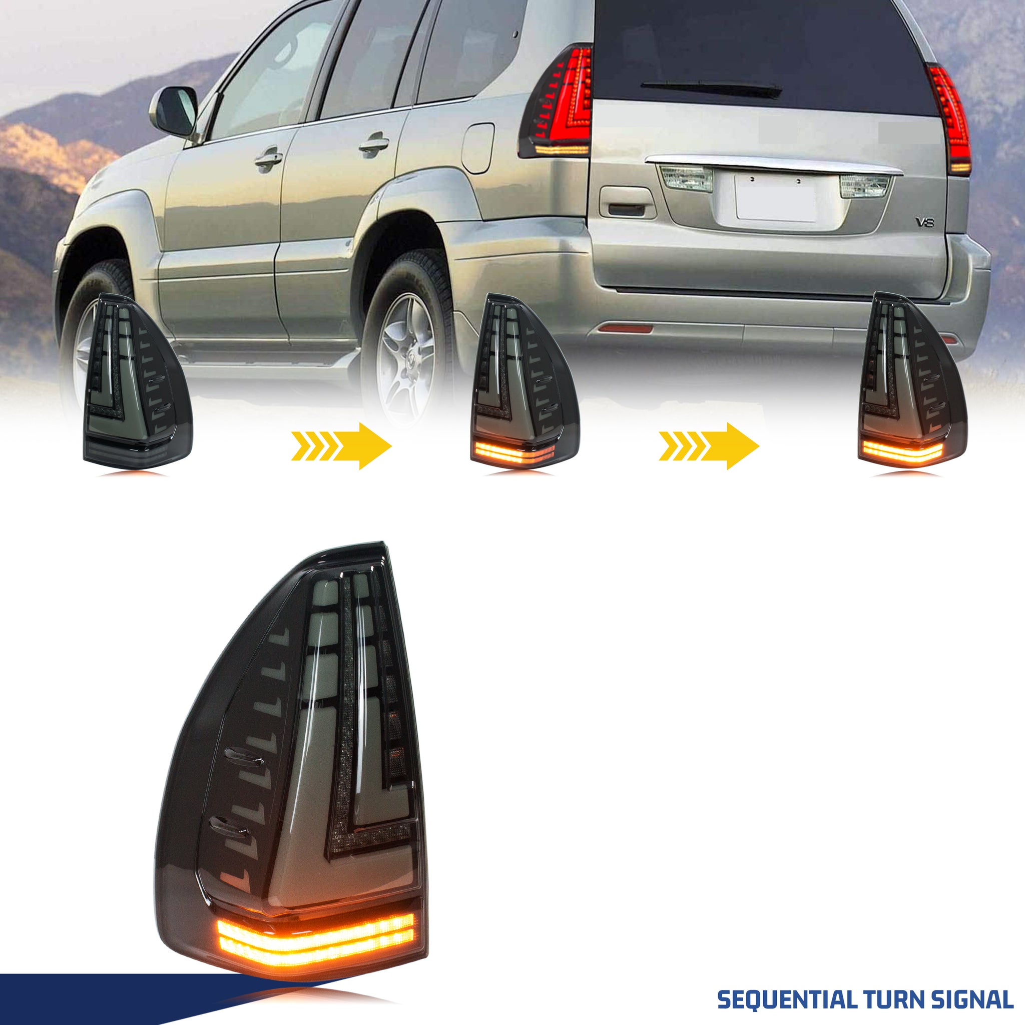 inginuity time LED Tail Lights for Lexus GX470 2002-2009 Start-up