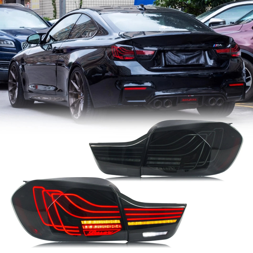 inginuity time LED CSL Tail Lights for BMW 4-Series M4 F32 F82 F36 2014-2020 Coupe Start-up Animation Sequential Turn Signal Black Laser Rear Lamps Assembly