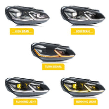 Load image into Gallery viewer, inginuity time LED GTI Headlights for Volkswagen VW Golf 6 MK6 VI 2009-2014 TDI TSI White/Golden DRL Projector Sequential Turn Signal Front Lamps Assembly
