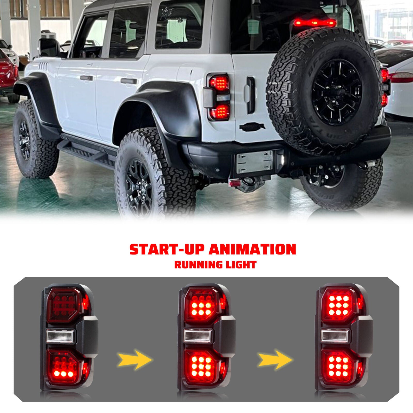 Bronco Raptor Rear Led Light inginuity time LED Raptor Tail Lights for Ford Bronco 2021 2022 2023 2 ...