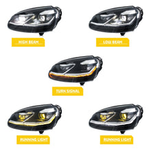 Load image into Gallery viewer, inginuity time LED GTI Headlights for Volkswagen VW Golf 5 MK5 V Rabbit Jetta 2006-2010 White/Golden DRL Projector Sequential Turn Signal Front Lamps Assembly
