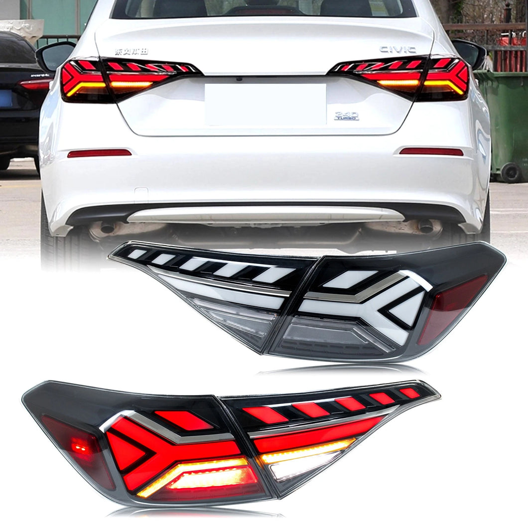 inginuity time LED Tail Lights for Honda Civic 2022-2026 11th Gen Start-up Animation Sequential Turn Signal Clear Rear Lamps Assembly