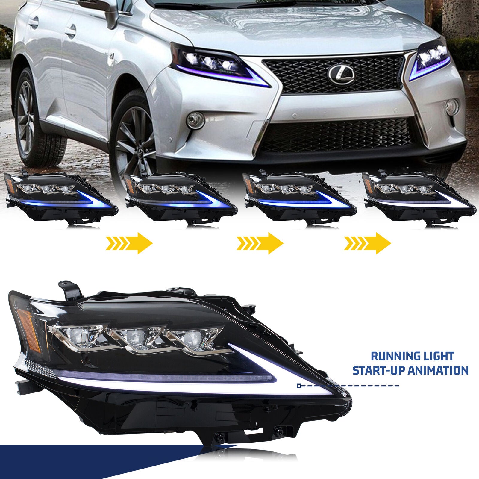 inginuity time LED Headlights for Lexus RX350 RX450h 2010-2015 F 