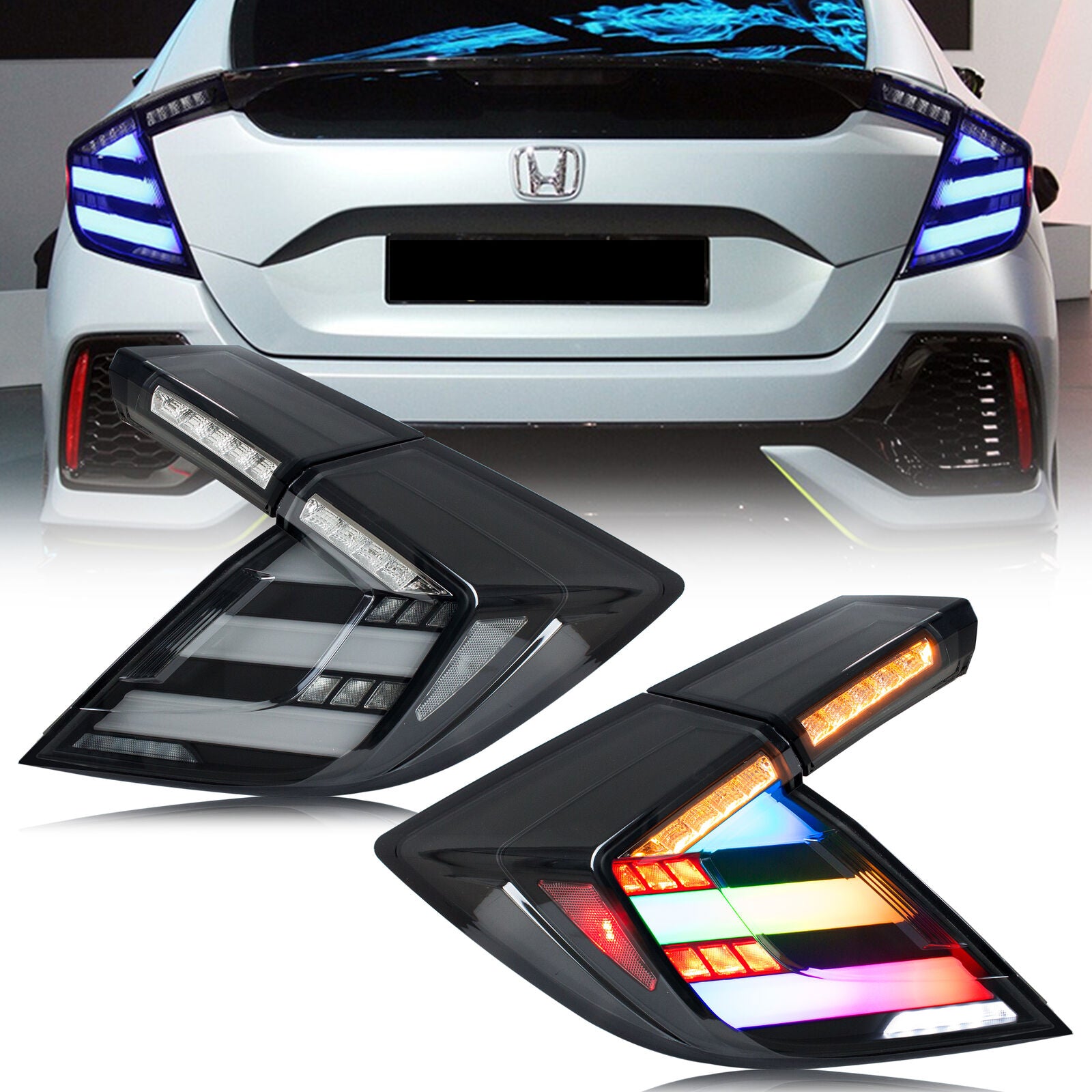 inginuity time LED RGB Tail Lights for Honda Civic 2016-2021 10th Gen ...