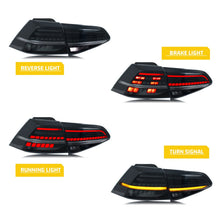 Load image into Gallery viewer, inginuity time LED Tail Lights for Volkswagen VW Golf 7 MK7 MK7.5 VII TDI TSI GTI GTD GTE R 2014-2021 Sequential Turn Signal Black Rear Lamps Assembly
