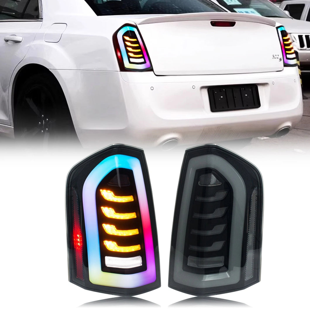 inginuity time LED RGB Tail Lights for Chrysler 300 300C 300S 2011-2014 Color Change APP Control Start-up Animation Sequential Turn Signal Rear Lamps Assembly