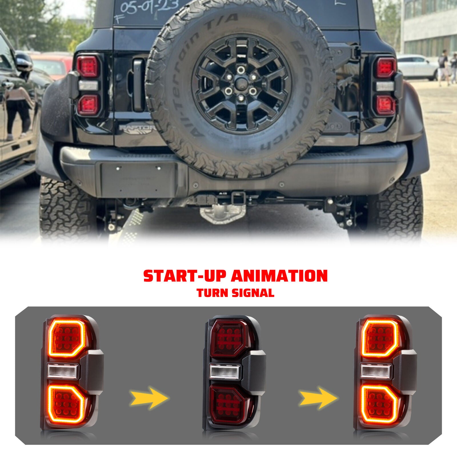 Bronco Raptor Rear Lamp inginuity time LED Raptor Tail Lights for Ford Bronco 2021 2022 2023 2 ...