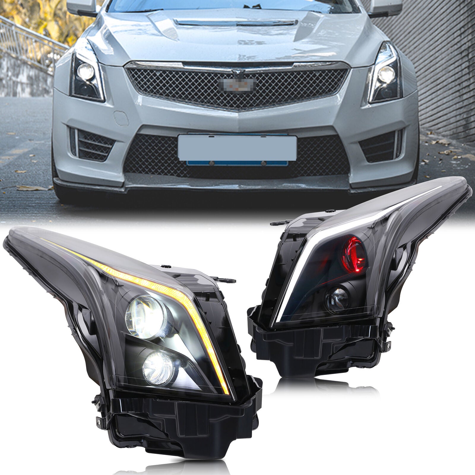 inginuity time LED Headlights for Cadillac ATS 2013-2019 Red Demon Eye ...