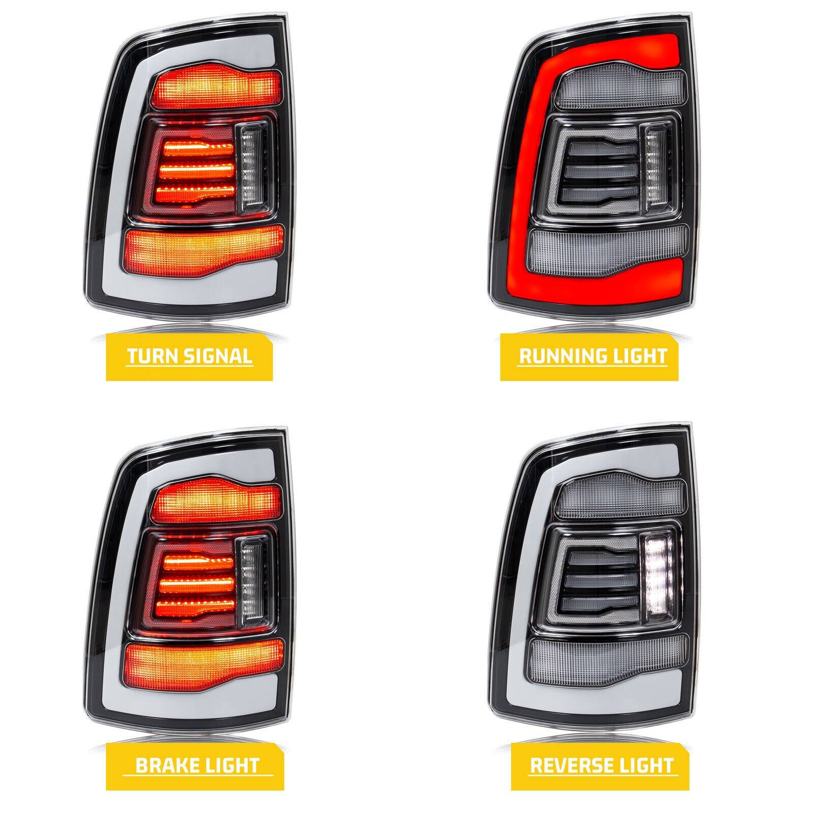White Rear Light inginuity time LED Clear Tail Lights for Dodge Ram 2009-2018 4th GEN W ...