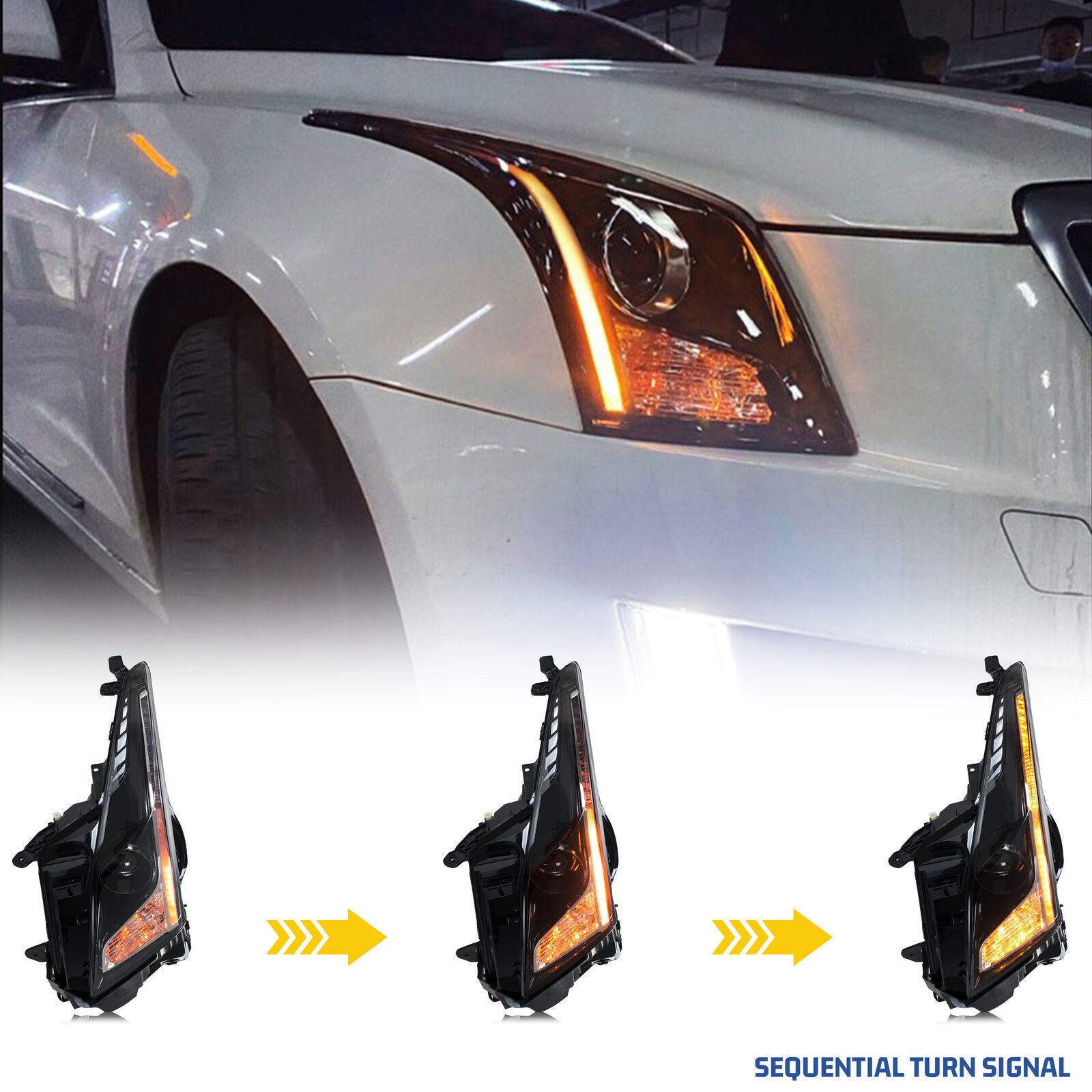 inginuity time LED Headlights for Cadillac ATS 2013-2018 Sequential Tu ...