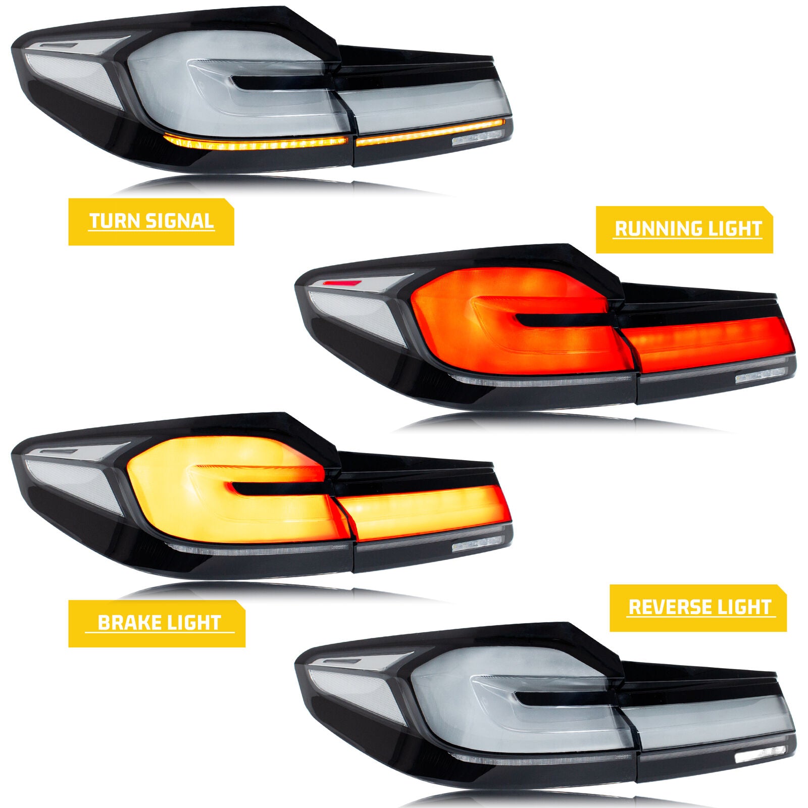 White Rear Light inginuity time LED G38 Clear White Tail Lights for BMW G30 F90 M5 5 Se ...