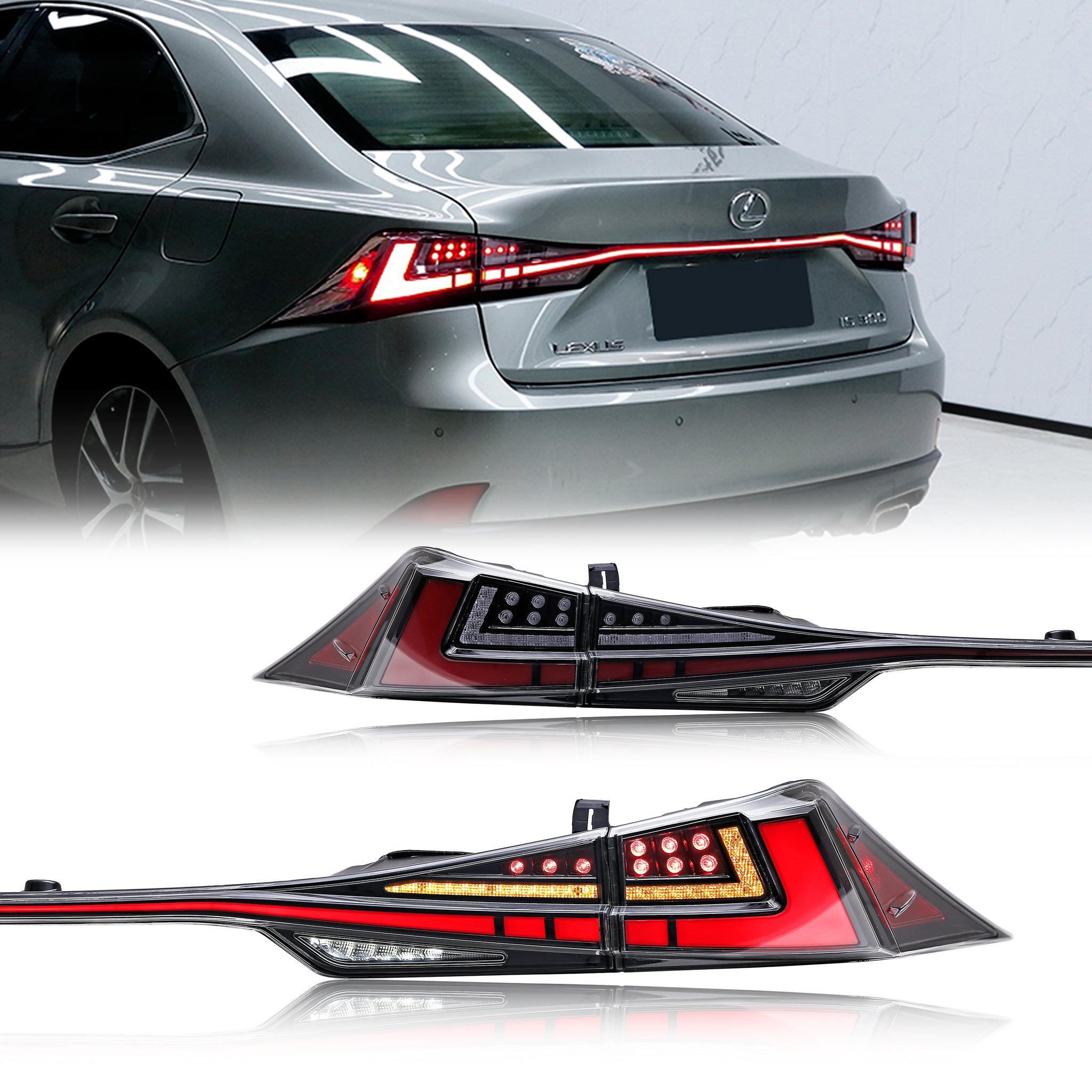 New LED Red Clear Tail Lights + Trunk Lights For Lexus IS300 / IS200 / Altezza 98-05