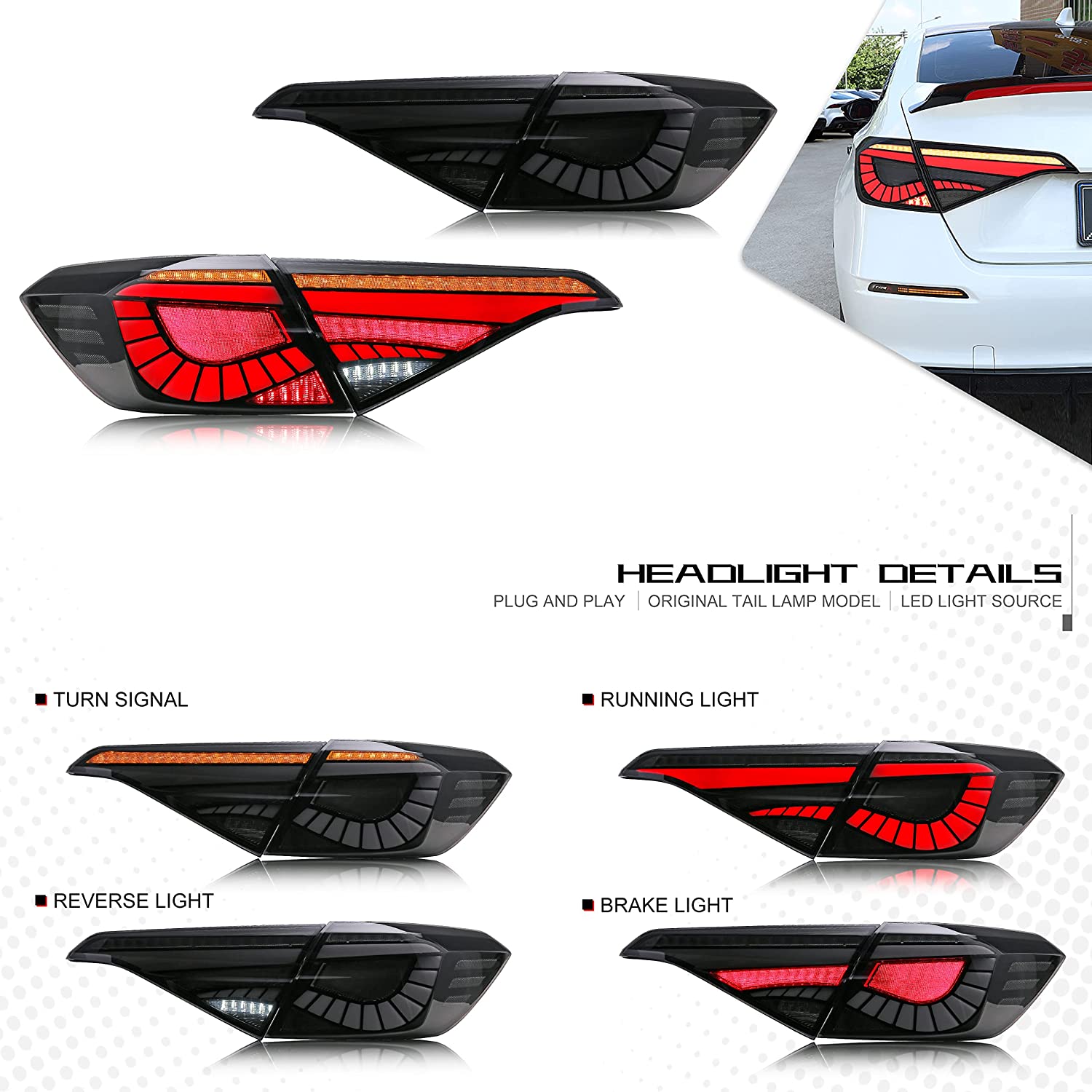 inginuity time LED Tail Lights for Honda Civic 2022 2023 11Th GEN