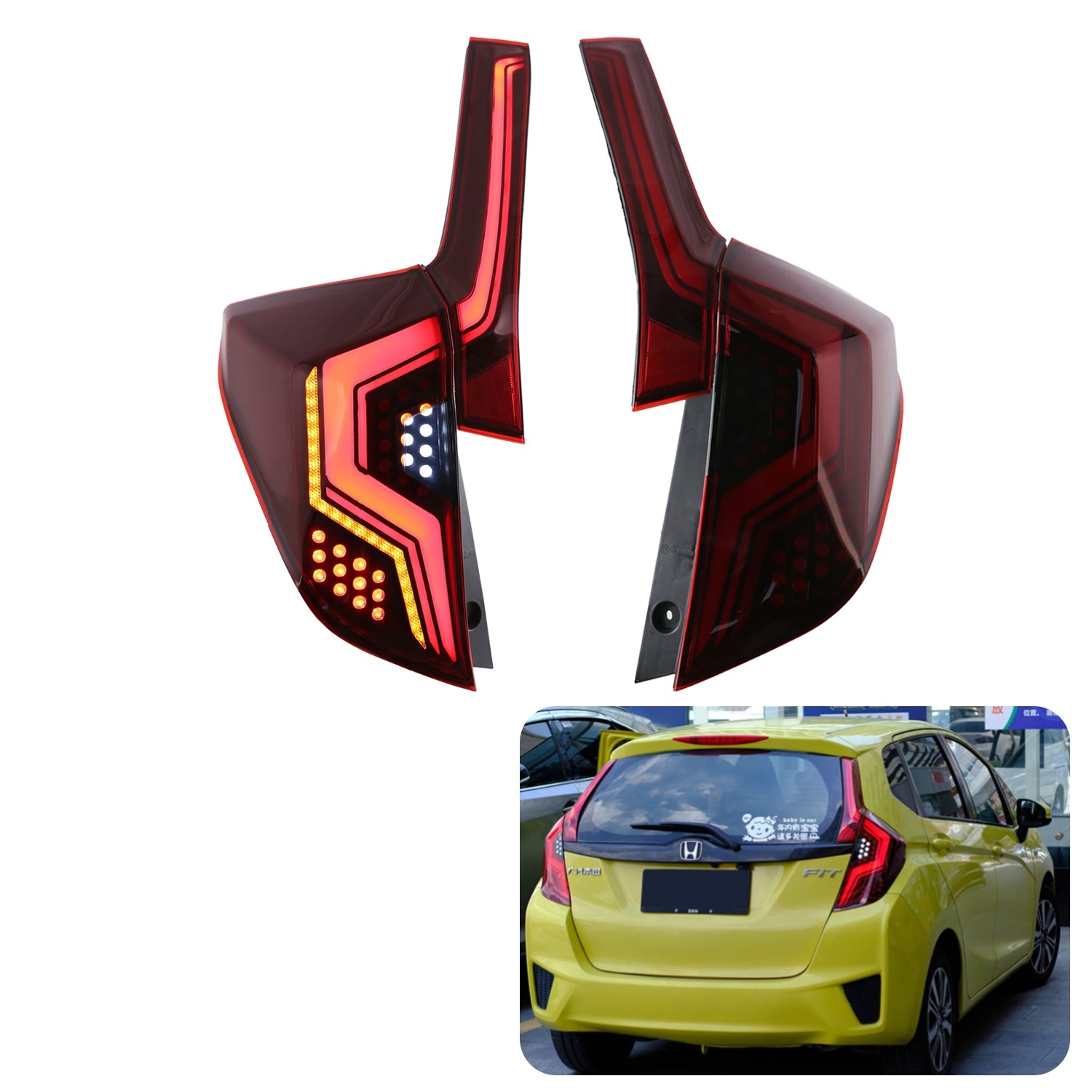 inginuity time LED Tail Lights For Honda Fit Jazz 2014-2019 4PCS