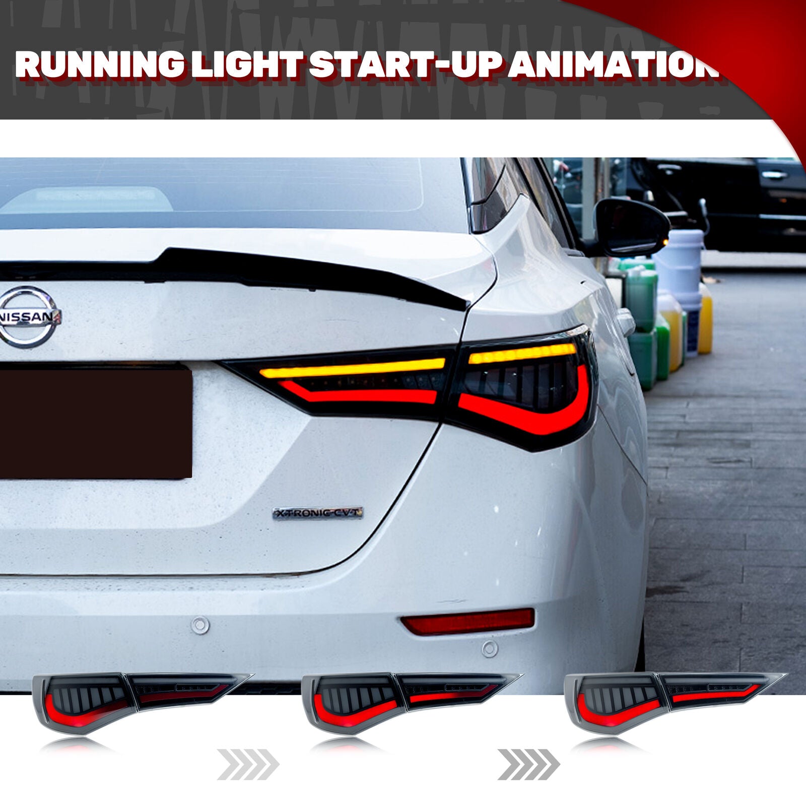 LED TAIL LIGHTS For Nissan Sentra 2020-2024 B18 Black Animation Rear - Foto 3