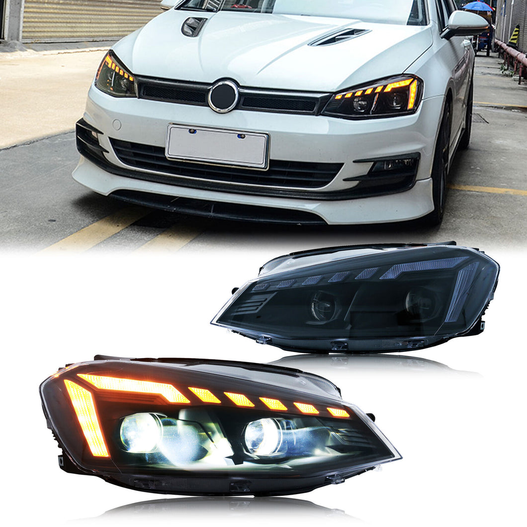 inginuity time LED Headlights for VW Volkswagen Golf 7 MK7 2014-2017 Start Up Animation Sequential Indicator Front Lamp Assembly