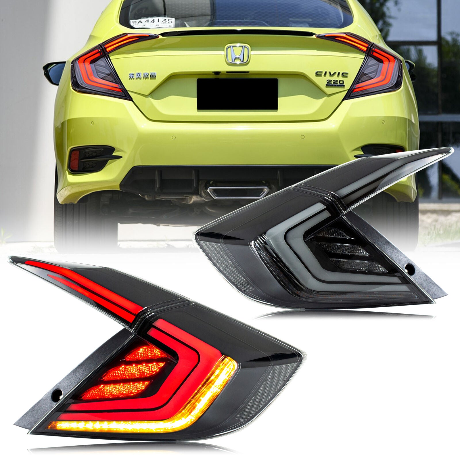 inginuity time LED Clear Tail Lights for Honda Civic 20162021 10th GE